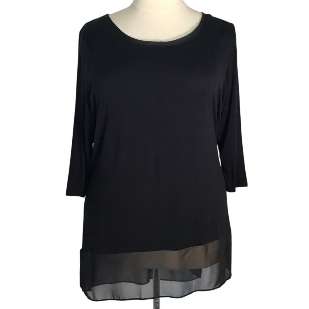 LANE BRYANT BLACK HI LO TOP‎ W/ SHEER PANEL